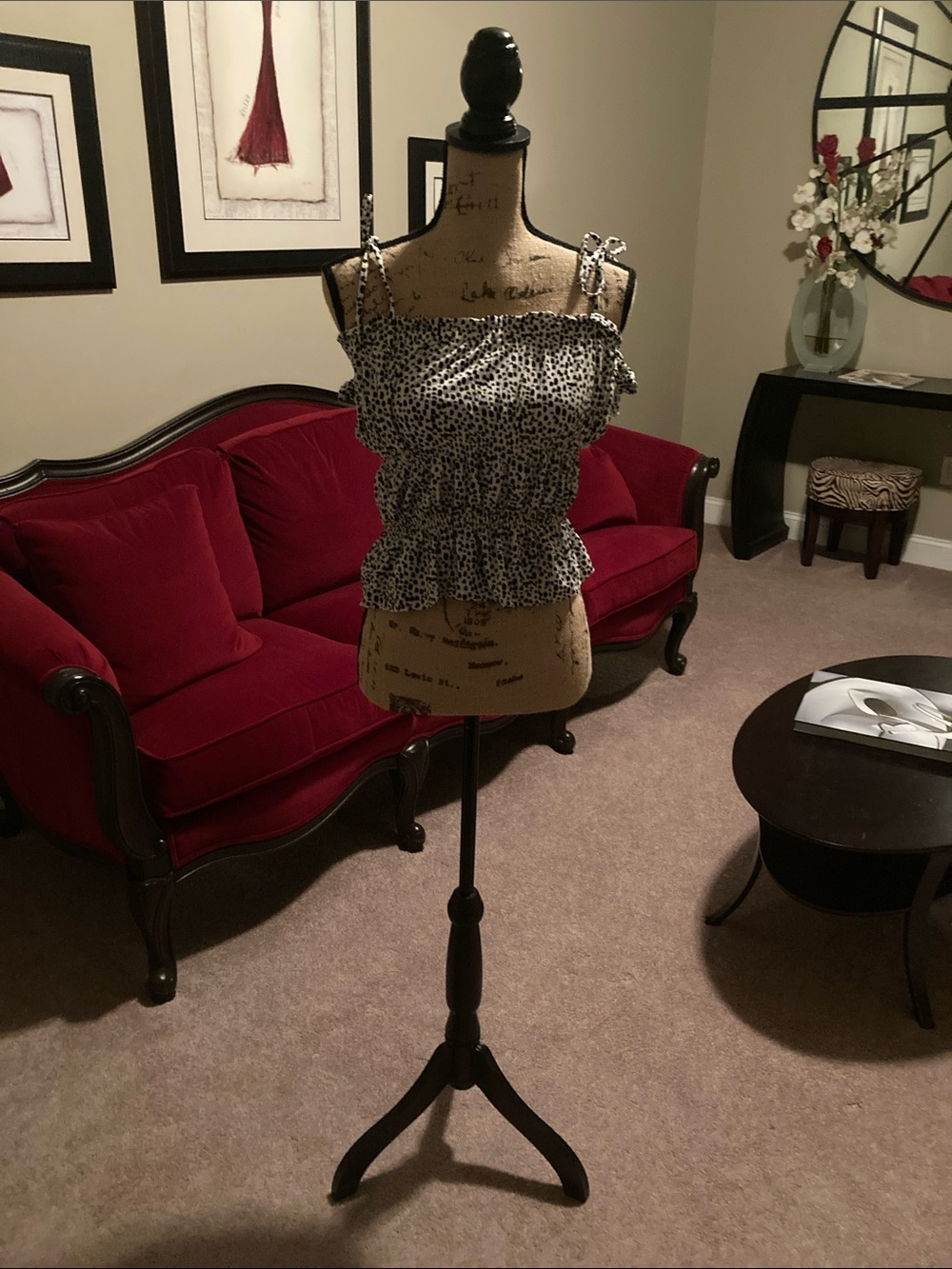 Express Black and White Smocked Ruffle Crop Top